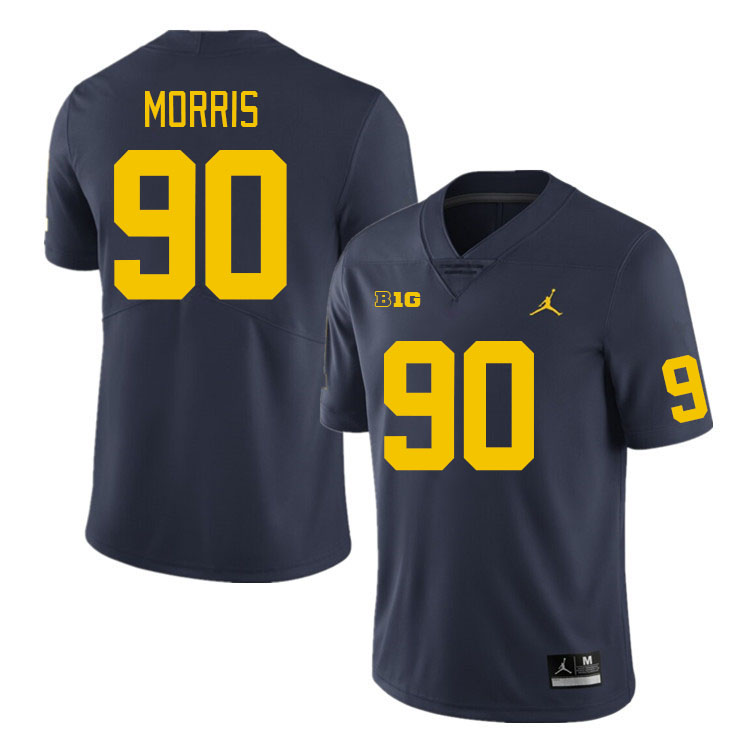Michigan Wolverines #90 Mike Morris College Football Jerseys Stitched Sale-Navy